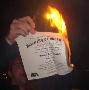 Burning a college degree